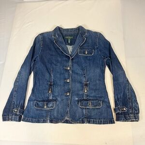 Vintage 90s Ralph Lauren Country Denim Chore Jean Jacket Large Womens